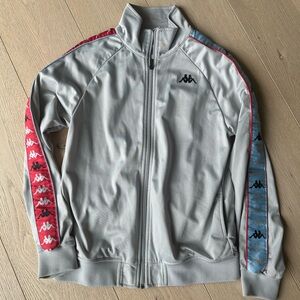 Kappa Vintage Gray Track Jacket with Red and Blue Accents